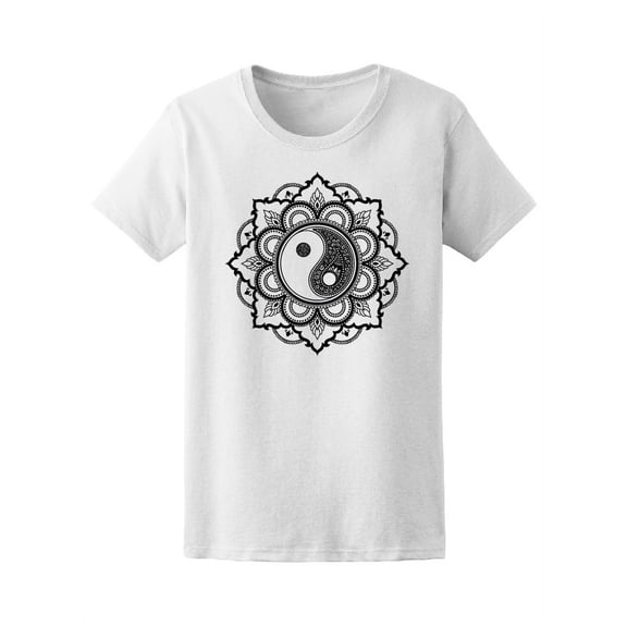 Floral Mandala Yin Yang Symbol Tee Women's -Image by Shutterstock