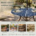 thumbnail image 6 of Round Outdoor Tablecloth with Umbrella Hole and Zipper, Dark Blue Botanical Tablecloth with Elastic Waterproof, Vintage Floral Plants Branch Patio Table Covers for 45" - 54" Picnic Pool Tables, 6 of 9