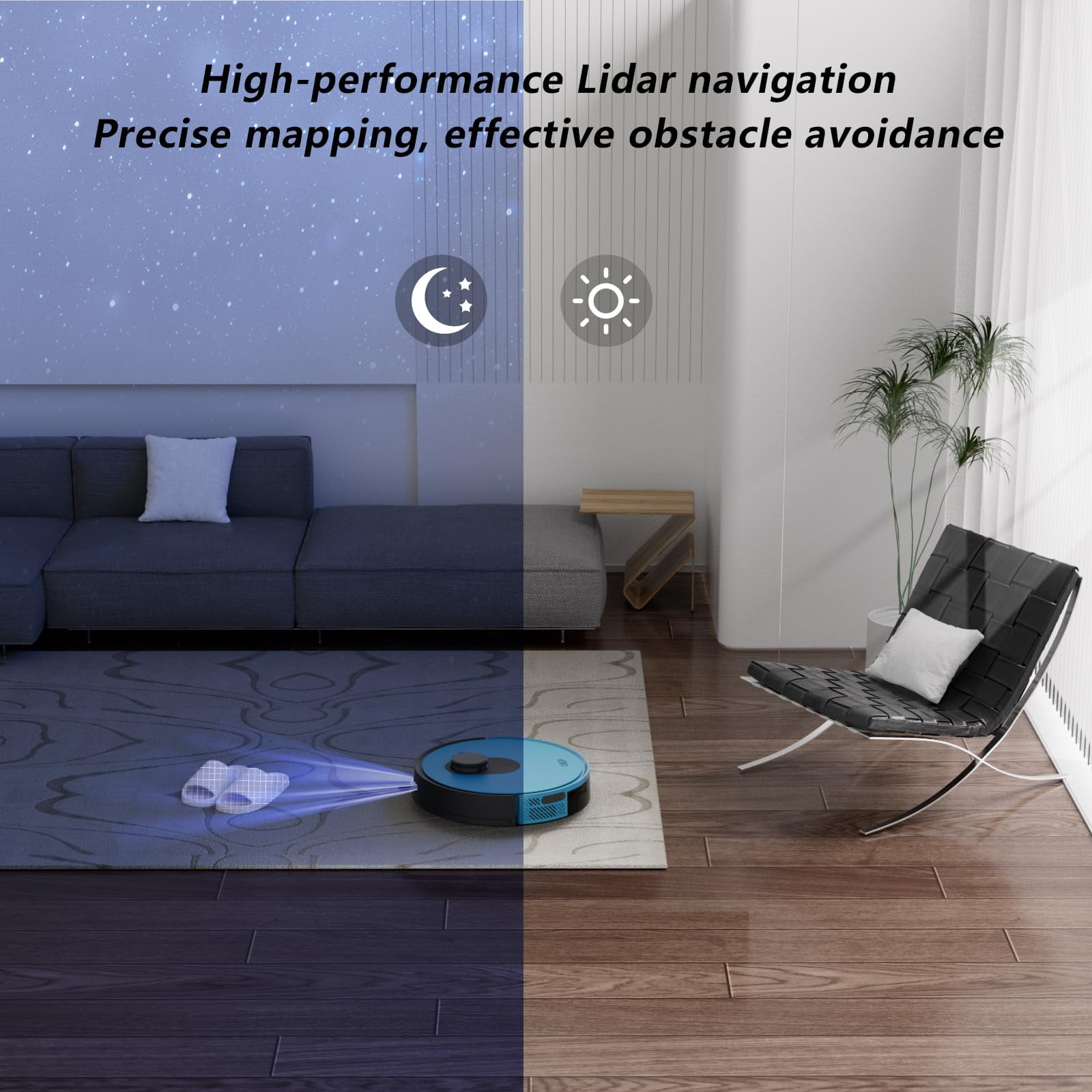 OKP Smart Mapping Robot Vacuum, WiFi/App/Alexa, LIDAR Navigation, Anti Collision and Anti-Fall, Self-Charging, Ideal for Hard Floor, Pet Hair, Carpet