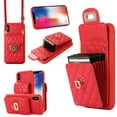 thumbnail image 1 of Wallet Case Designed for iPhone XS, iPhone X, with 6 Card Holder Slots RFID Blocking Shoulder Wallet Case Crossbody Strap Shockproof Leather Kickstand Phone Case For iPhone X/XS, Red, 1 of 11