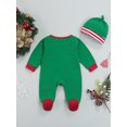 thumbnail image 4 of Qiylii Baby Christmas Romper, 2Pcs Santa Claus Snaps Jumpsuit + Hat,0-12M, 4 of 8