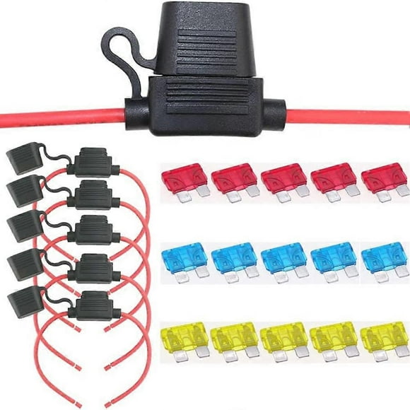 5PCS 14 Gauge AWG Fuse Holder Waterproof Dustproof Inline Fuse Box for Car Boat Suv
