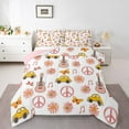 thumbnail image 3 of Homewish Happy Camping Child Full Size Comforter Sets, Groovy Blossoms Flower Bedding Comforter Set, Peace and Love Reversible Bedding Sets, Breathable Home Decor, 3 Pieces, 3 of 8