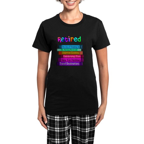 CafePress - Retired BOOK STACK Women's Dark Pajamas - Women's Short Sleeve Print T-Shirt and Pants Dark Cotton Pajama Set