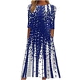 thumbnail image 1 of Moda Casual Mujer O-cuello Gradiente Posicionamiento Impreso 1/2 Manga Vestido de manga grande Fridja  NMB2795, 1 of 8