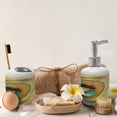 thumbnail image 4 of Ambesonne Colorful Soap Dispenser & Toothbrush Holder Set, Peacock Feather Eye, 2 Pcs, Green Brown Turquoise, 4 of 6