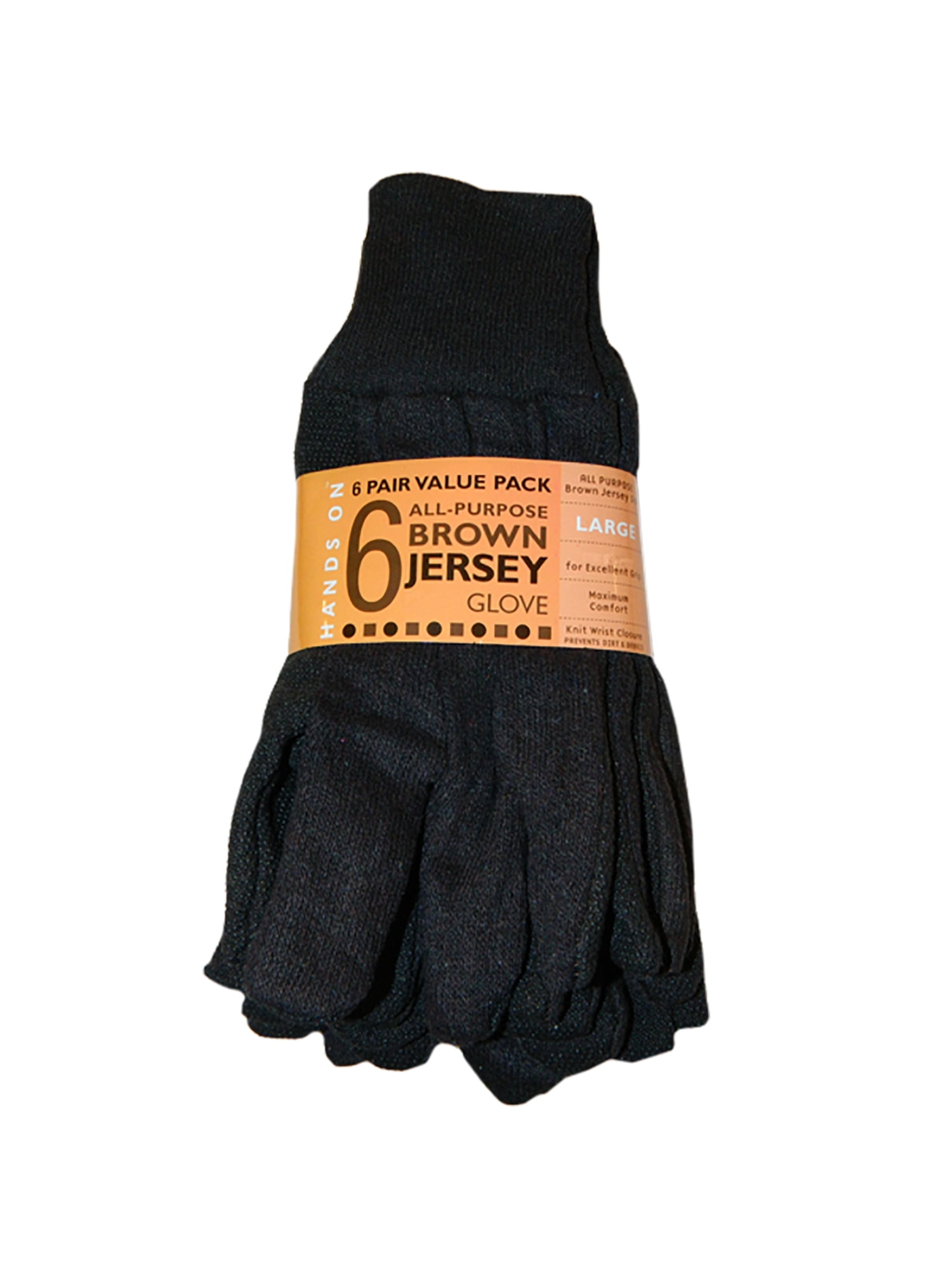 CT7000-L-6PK, Multi-Purpose Poly/Cotton Brown Jersey Gloves,  6 Pair Value Pack