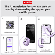 MINISO MS156 Translation Earbuds Real Time Al Translation Open Ear Earphones Support 150 Languages