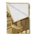 thumbnail image 2 of East Soft Flannel Fleece Throw Blanket, Wall of China Castle at Sunset Silk Road Barrier Old Cultural Heritage Print, Cozy Plush for Indoor and Outdoor Use, 60" x 80", Cream, by Ambesonne, 2 of 5