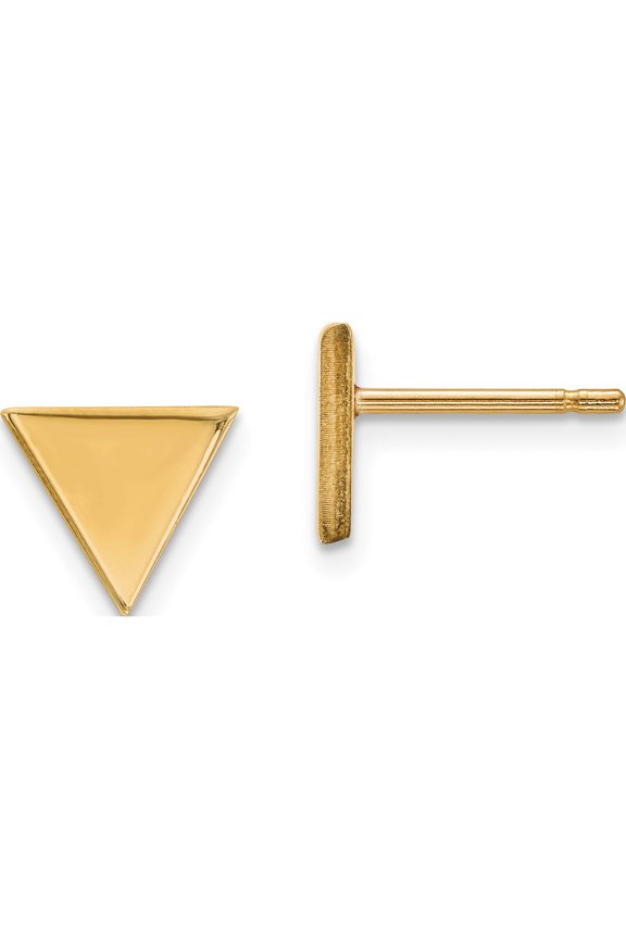 14K Yellow Gold Triangle Post Earring (8 X 8) Made In United States xe3081