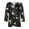 thumbnail image 6 of Babysbule 3/4 Sleeve Floral Printed Thin Button-Down V-neck Blouse & Top, Women's, 6 of 6