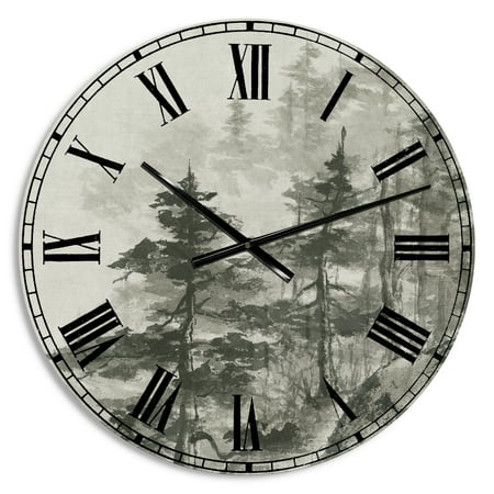 Designart Oversized Gray Analog Round Cabin Lodge Modern Wall Clocks, CLM30476-C23