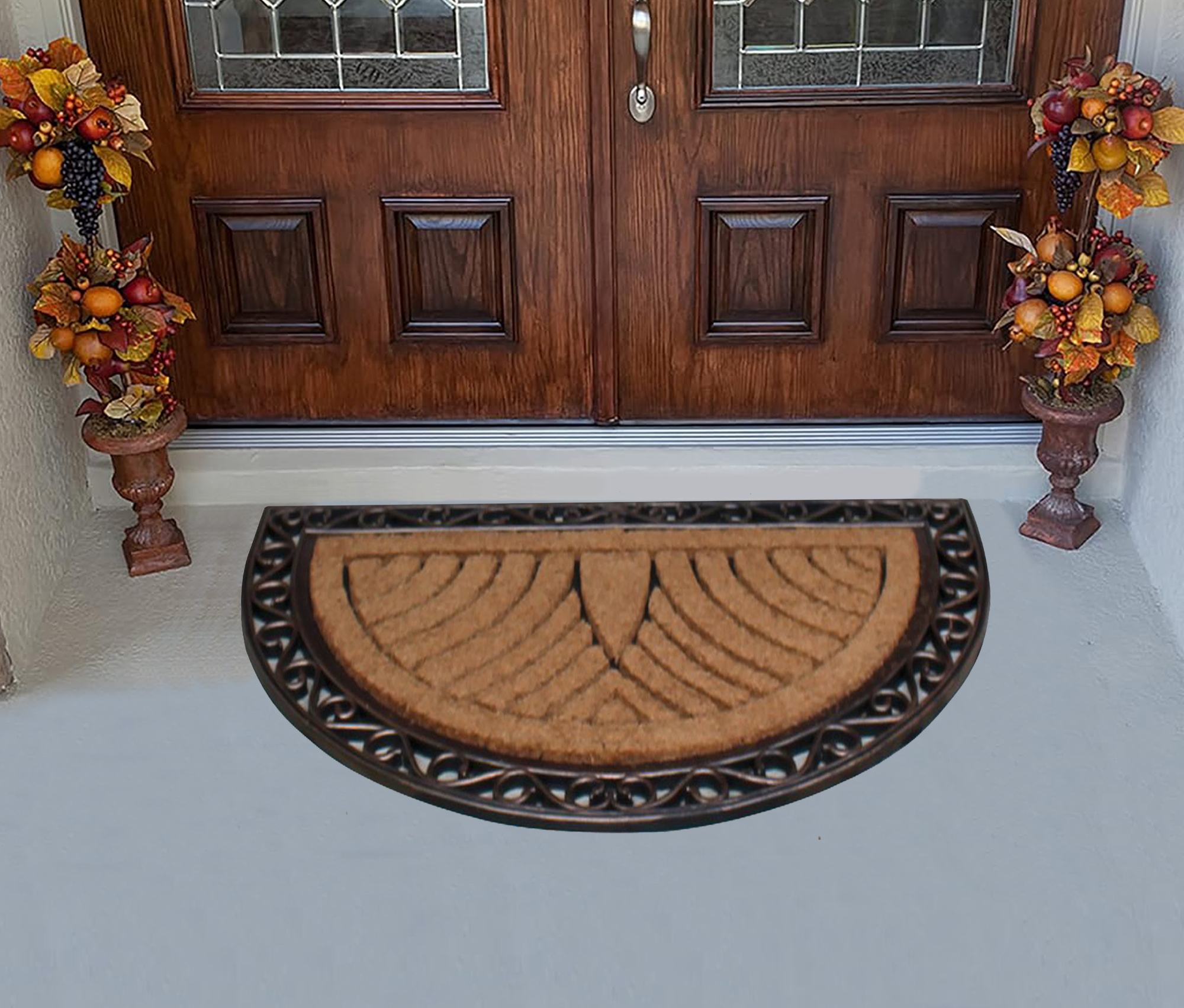 A1 Home Collections Natural Coir & Rubber Durable Anti-Shed Doormat, 30 x 48 Inch, Half Round Bronze