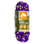 (3 pack) Ozark Trail Braided Polypropylene Blend Utility Line, 3/8 in x 25 ft, 195 lb Maximum Working Load, Multicolor