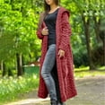 thumbnail image 7 of KDFJPTH Women Casual Winter Solid Knitted Loose Hooded Long Cardigan Sweater Pocket Coat Work Clothes for Women Cardigan, 7 of 7