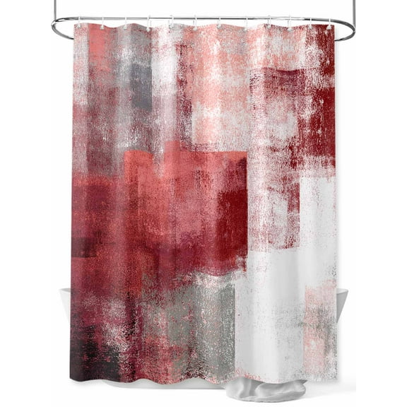 Shower Curtain Red Graffiti Bathroom Curtains with Hooks, Waterproof Fabric Abstract Sage Green Paint Bath Shower Curtains Set for Bathroom Bathtubs Decor 36x72 Inch
