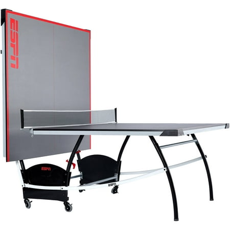 ESPN Official Size Table Tennis Table with Built-in Accessory Storage Space, Includes Set of Post and Net, Sturdy Steel Leg