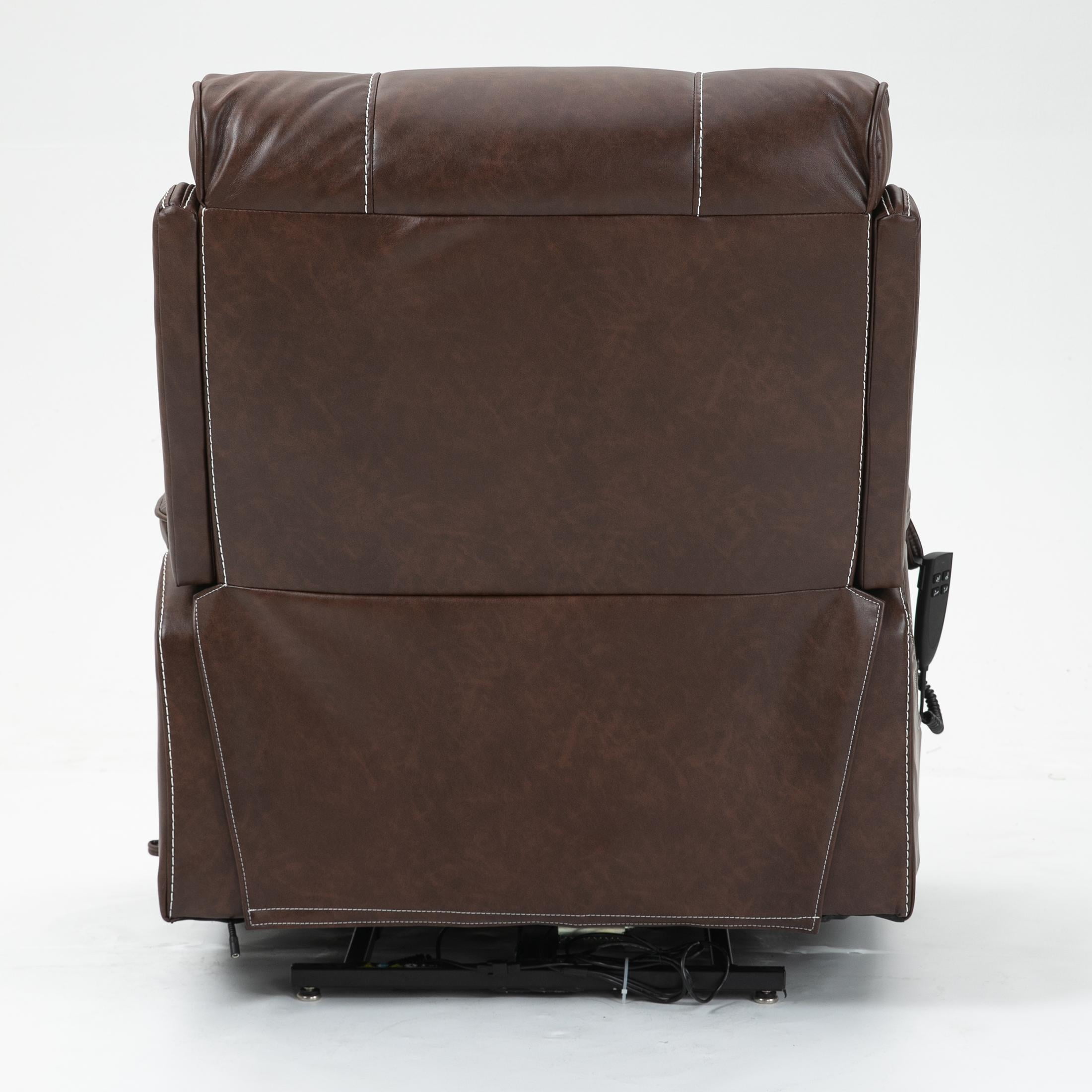 BTMWAY Lift Chairs for Elderly, Electric Power Lift Recliner with Heat Therapy and Massage Function, Heavy Duty Recliner Sofa with Cup Holders, USB Chaiging Port and Side Pocket for Living Room, Brown