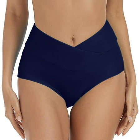 Womens Bikini Bottoms High Waisted Swim Bottom Ruched Bikini Tankini Swimsuit Briefs Cheeky Bikini Bottoms