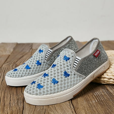 

PEASKJP Water Shoes for Women Women Casual Print Sports Round Toe Non-Slip Shoes Memory Foam Fashion Shoes Grey 7