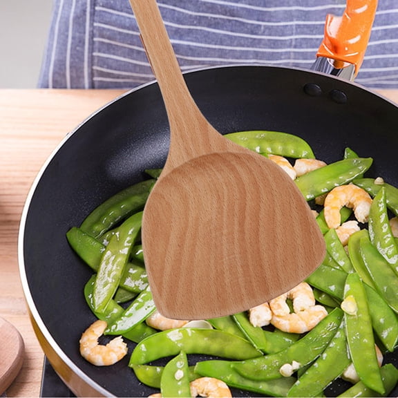 LABELEPH 1Pcs Wooden Spatula Cooking Non Stick Cookware 38.7x9.5x1In Ergonomic Grip