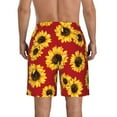 thumbnail image 3 of Kll Sunflowers On Red Men'S Casual Summer Beach Shorts Hawaiian Shorts With Pockets-3x-Large, 3 of 9