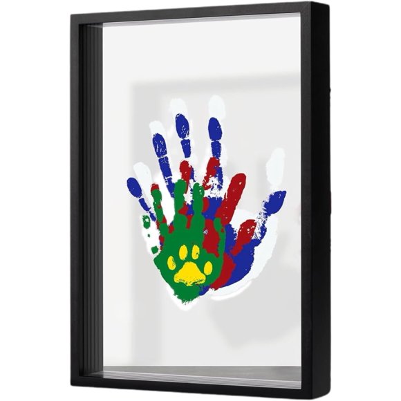 Hand Print Memory Kit - Family Keepsake with Wooden Frame | Safe Transparent Sheets for Baby Handprints, Personalized Art Craft for Parents, Gift, Special Moments