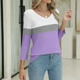 thumbnail image 7 of Endives Women's Long Sleeve T-shirt V Neck Tops Color Block/Solid Shirts Basic Summer Tees Womens Long Sleeve Tops, 7 of 7