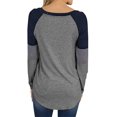 thumbnail image 2 of Womens Color Block Leopard T Shirts Casual Striped Long Sleeve Tunic Tops, 2 of 6