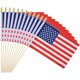 thumbnail image 1 of Paquete de 25 banderas pequeñas de Estados Unidos, mini banderas mexicanas de mano en palo, 6 x 8 pulgadas, 1 of 7