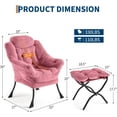 thumbnail image 3 of Garvee Lazy Chair with Ottoman, Modern Lounge Accent Chair,Leisure Sofa Armchair with Footrest,Reading Armchair with Side Pocket for Living Room, Bedroom, Dorm & Office (Plush Pink, 2PCS), 3 of 7