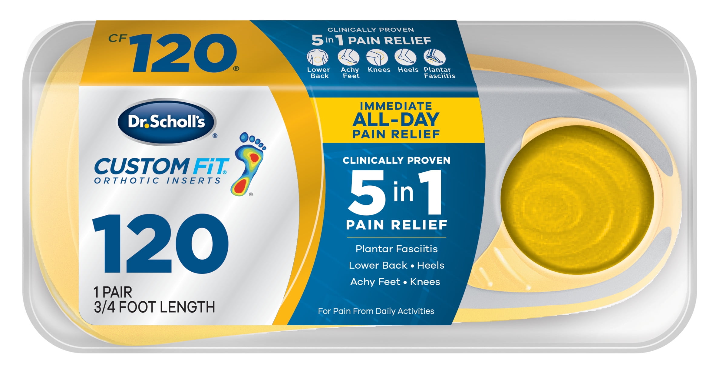 Dr Scholls Custom Fit CF 120 Orthotic Insole Shoe Inserts for Foot Knee and Lower Back Relief 1 Pair