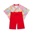 thumbnail image 1 of Girls Bodysuits Product Baby Girls Romper Floral Spring Summer Long Sleeve Bow Tie Japanese Kimono Style Jumpsuit Product, 1 of 3