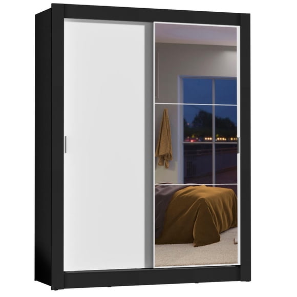 Ropero Closet Madesa Dallas 2 Puertas 1 Espejo Negro/Blanco