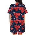 thumbnail image 3 of Naloa Rose Flower Women's Short-Sleeved Pajama Set, Loungewear, Summer pajamas, Breathable Cozy - 4X-Large, 3 of 9