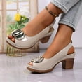 thumbnail image 3 of Womens Sandals Chunky Heel Peep Toe Thick Soled Leisure Shoes Spring Summer Casual Daily Holiday Beach Sandals Outerwear, 3 of 8