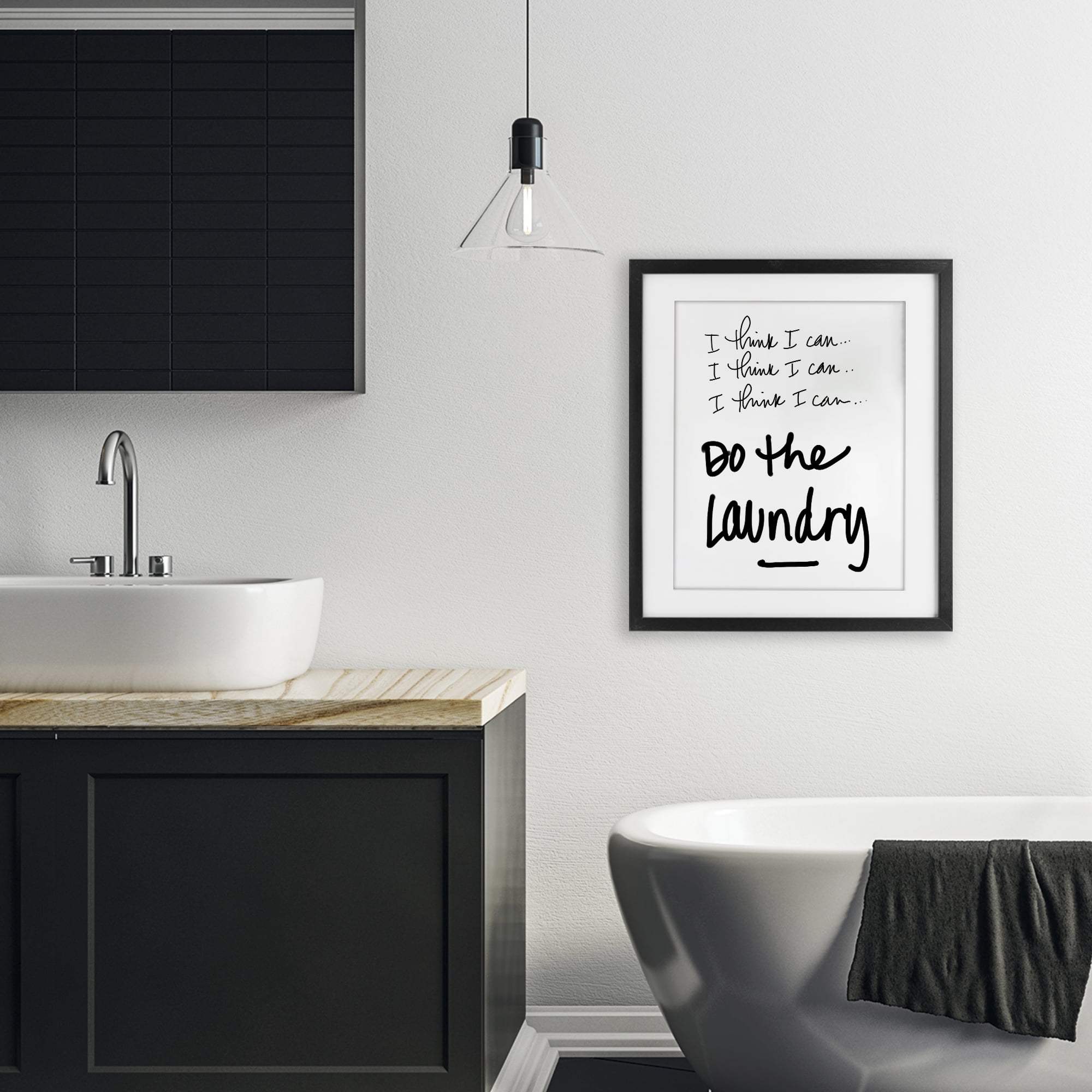 Stupell Industries Think I Can Do Laundry Black Framed Print Under Glass, design by SD Graphics Studio