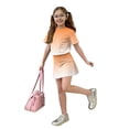 thumbnail image 4 of Summer Outfits for Children Girls Size 7-8 Cute Preppy Girls 2 Piece Outfits Lounge Set Casual Short Sleeve T Shirt and Skirt Set Clothing Sets Orange 9-10 Years, 4 of 4