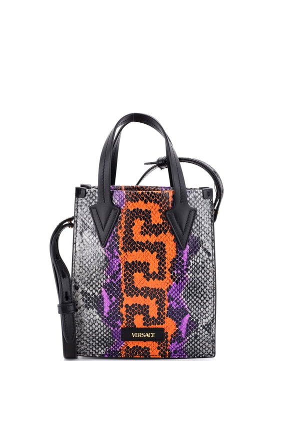 Pre-Owned Convertible Tote Python Embossed Leather Mini By Rebag