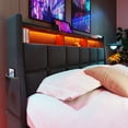 thumbnail image 5 of MODERNLUXE Full Size Bed Frame with LED Lights,Lift Up Storage Bed with Hydraulic Storage,Storage Headboard and USB Charging Station,Wood and Metal Slats Support,No Box Spring Needed,Grey, 5 of 7