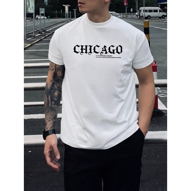 T-shirt Graphique Tendance pour Hommes - Col Rond Décontracté, Mélange de Polyester Extensible, Lavable en Machine - Parfait pour l'Été pour Adultes, Hommes, Femmes, Adolescents, Adolescents, Fête des Pères, Fête des Mères, Nouveau