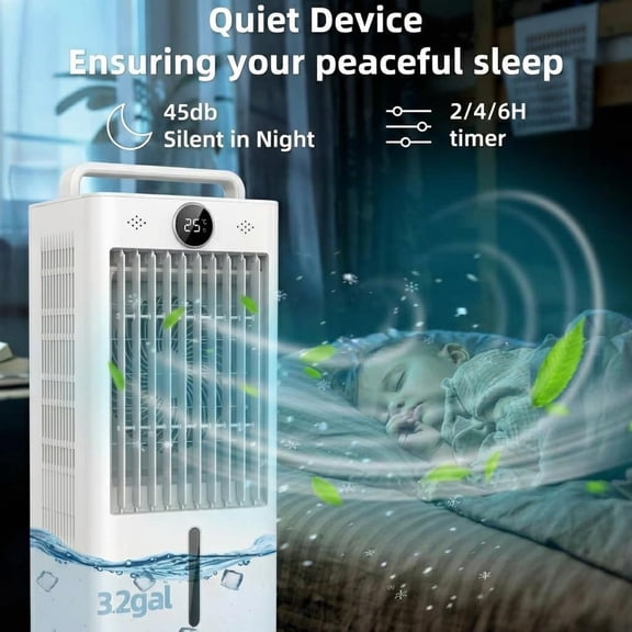 10L Portable Evaporative Air Cooler – 45W Energy-Efficient Swamp Cooler with 90° 90° Oscillation, Touch & Remote Control, LED Display, Indoor/Outdoor Air Cooler, White (FK2402Y)