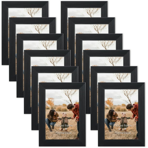 4x6 Picture Frames Set of 12, Black Wall Mount Photo Frame 4 by 6 for Gallery Wall and Tabletop