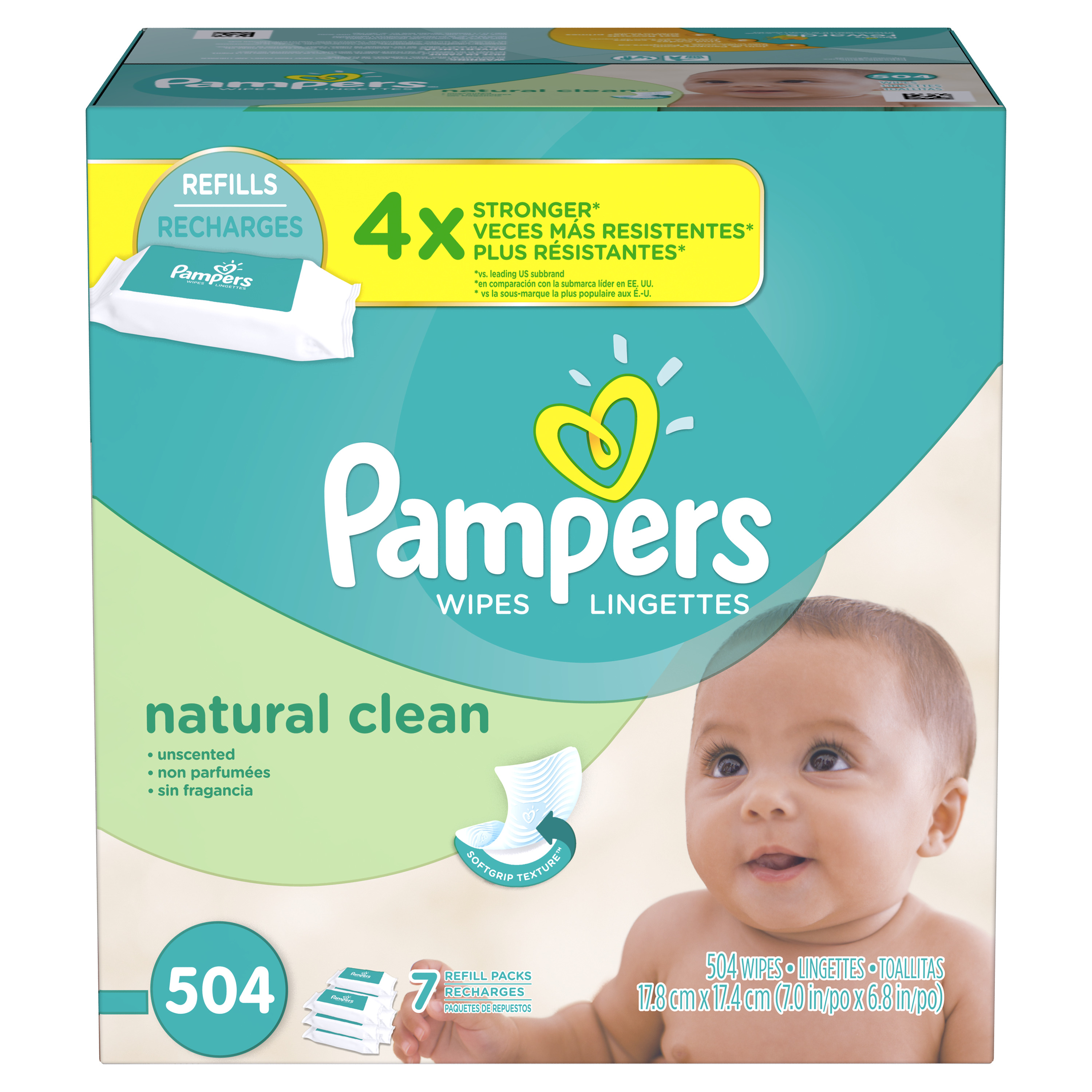 Pampers Baby Wipes Natural Clean 7 Refill Packs, 504 Total Wipes - image 5 of 7