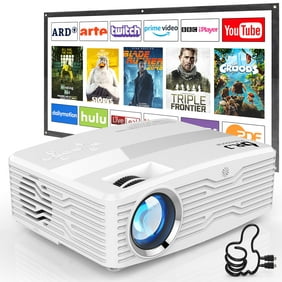 DR.J Professional 9500Lumens Projector, Native 1080P Full HD 4K Projector for Outdoor Movies, Max 300" Display, Compatible with TV Stick, HDMI, AV VGA, PS4, Smartphone [100" Projector Screen Included]