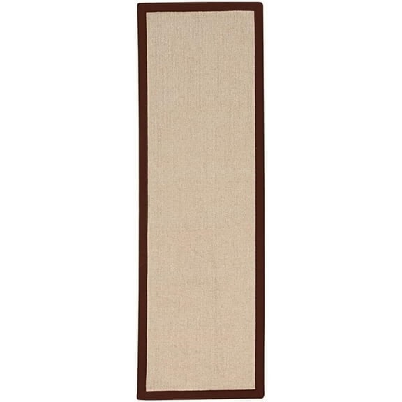 Riverbay Furniture 2'6" x 8' Transitional Wool Runner Rug in Natural and Brown