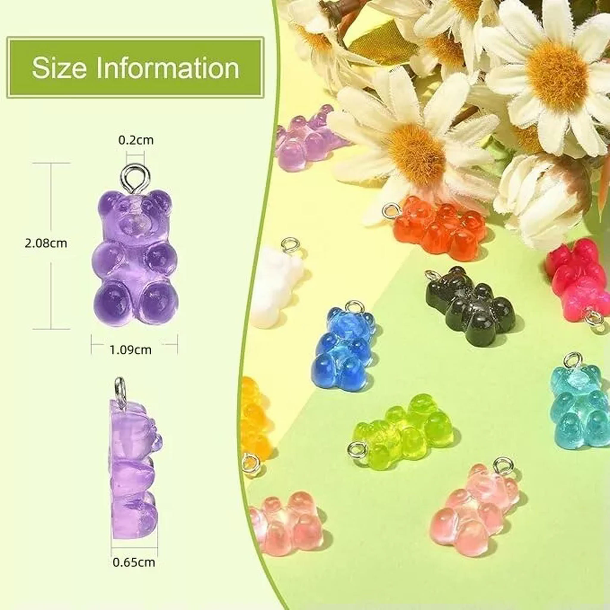 U8MO 200x Mixed Resin Gummy Bear Candy Charm Pendant For DIY Necklace Jewelry Making