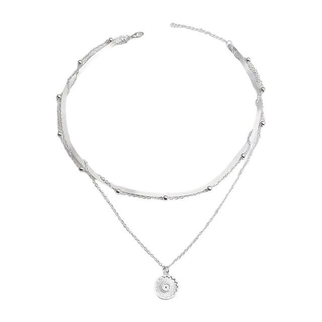 SIfdSeng Elegant Layered Pendant Necklace Minimalist Floral Jewelry for Delicate Chain Statement Piece