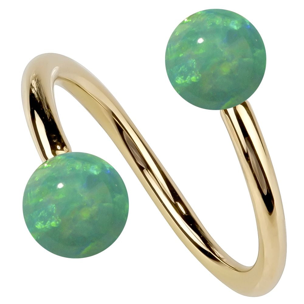 Opal 14kt Yellow Gold Twister Spiral Barbell by