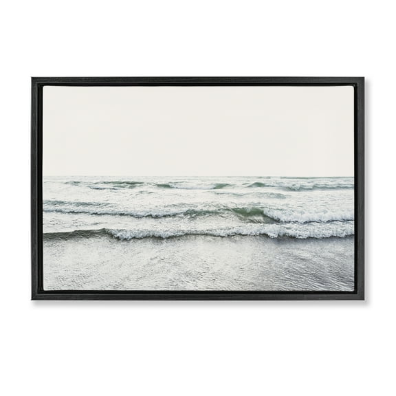 Stupell Industries Rolling Tide Waves Nautical & Beach Photography Black Floater Framed Canvas Art Print Wall Art, 25 x 17